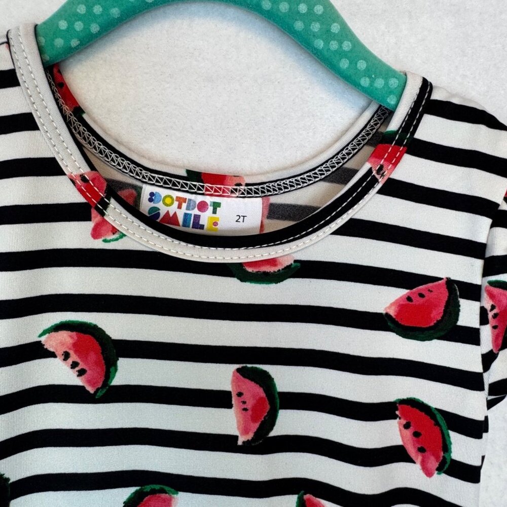 Dotdotsmile Dress Size 2T Black and White With Watermelon Print New with Tags - Picture 3 of 6